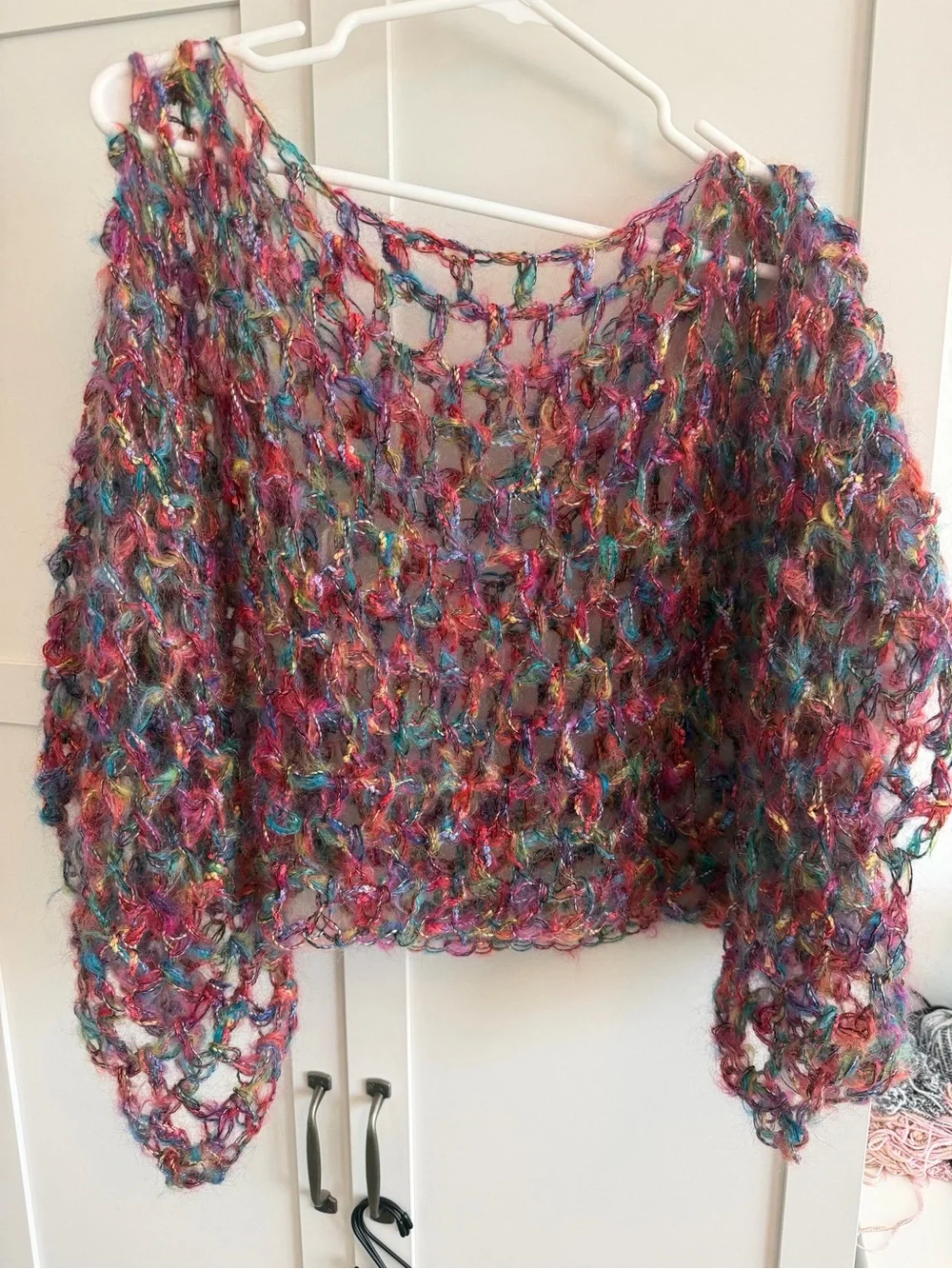 Multicolor Open-Knit Women's Sweater - Lightweight Boho Poncho